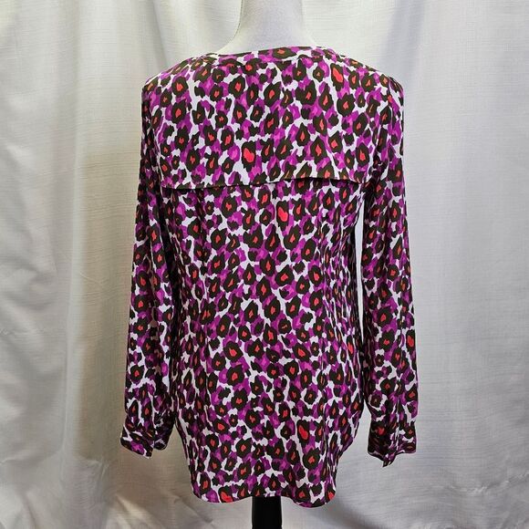 Worthington Purple Leopard Print Button Front Blouse Size Small - Picture 7 of 7